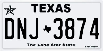 TX license plate DNJ3874