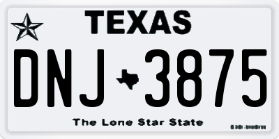 TX license plate DNJ3875