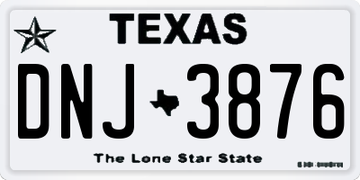 TX license plate DNJ3876