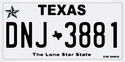 TX license plate DNJ3881