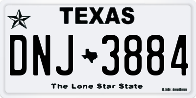 TX license plate DNJ3884