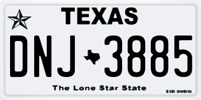 TX license plate DNJ3885