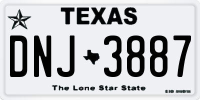 TX license plate DNJ3887