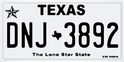 TX license plate DNJ3892