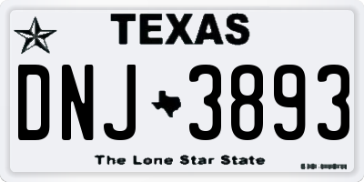 TX license plate DNJ3893