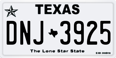TX license plate DNJ3925
