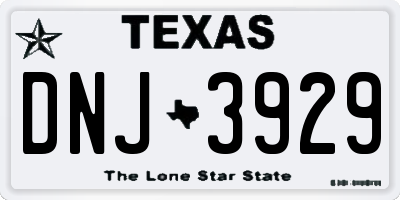 TX license plate DNJ3929