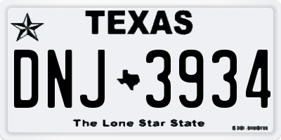 TX license plate DNJ3934