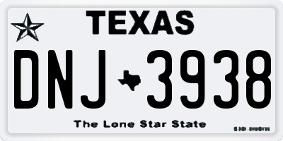 TX license plate DNJ3938