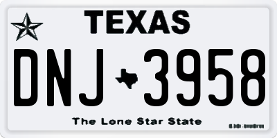 TX license plate DNJ3958
