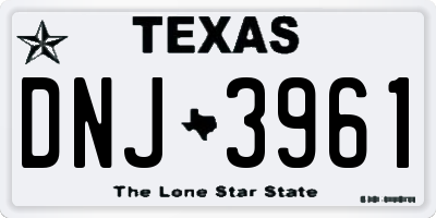 TX license plate DNJ3961