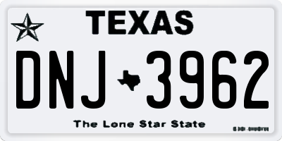 TX license plate DNJ3962