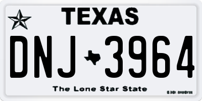 TX license plate DNJ3964