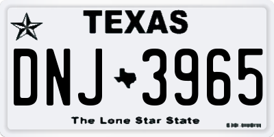 TX license plate DNJ3965