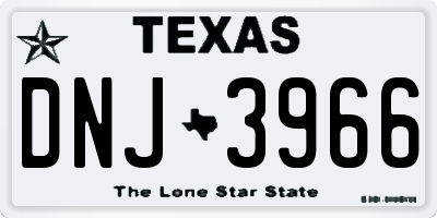 TX license plate DNJ3966