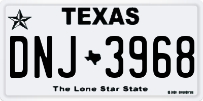 TX license plate DNJ3968