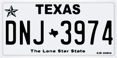 TX license plate DNJ3974