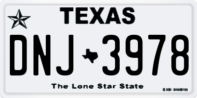 TX license plate DNJ3978