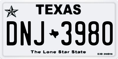 TX license plate DNJ3980