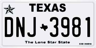 TX license plate DNJ3981