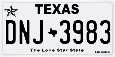 TX license plate DNJ3983