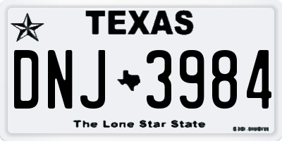 TX license plate DNJ3984