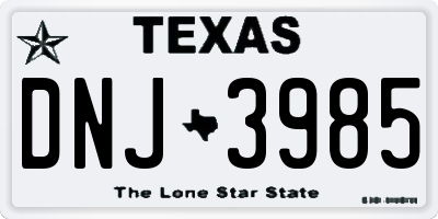 TX license plate DNJ3985