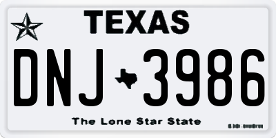 TX license plate DNJ3986