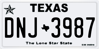 TX license plate DNJ3987