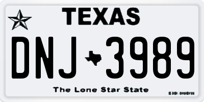 TX license plate DNJ3989