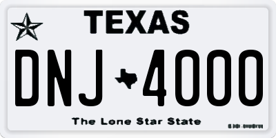 TX license plate DNJ4000
