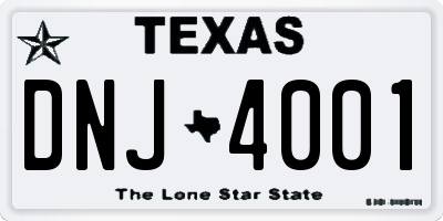 TX license plate DNJ4001