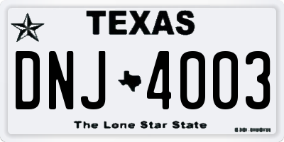TX license plate DNJ4003