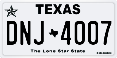 TX license plate DNJ4007