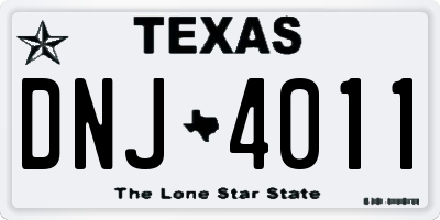 TX license plate DNJ4011