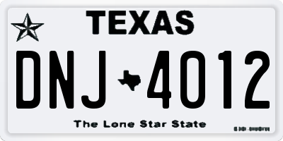 TX license plate DNJ4012