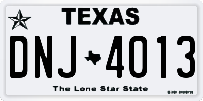 TX license plate DNJ4013