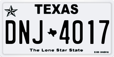 TX license plate DNJ4017