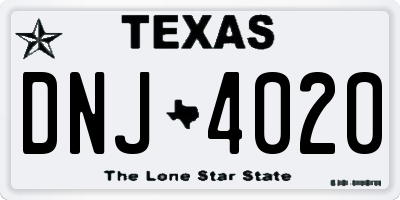 TX license plate DNJ4020