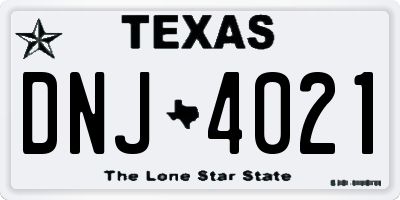 TX license plate DNJ4021