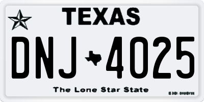 TX license plate DNJ4025