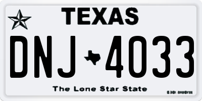 TX license plate DNJ4033