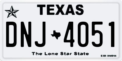TX license plate DNJ4051
