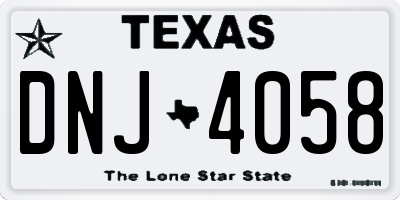 TX license plate DNJ4058