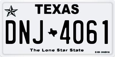 TX license plate DNJ4061
