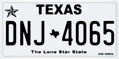 TX license plate DNJ4065