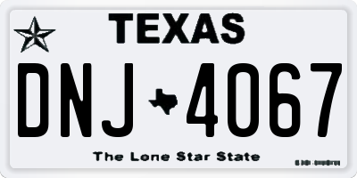 TX license plate DNJ4067