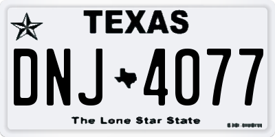 TX license plate DNJ4077