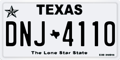 TX license plate DNJ4110