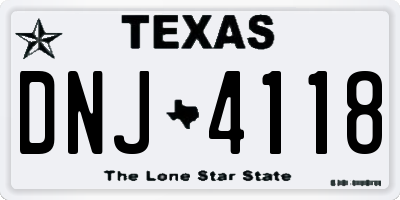 TX license plate DNJ4118